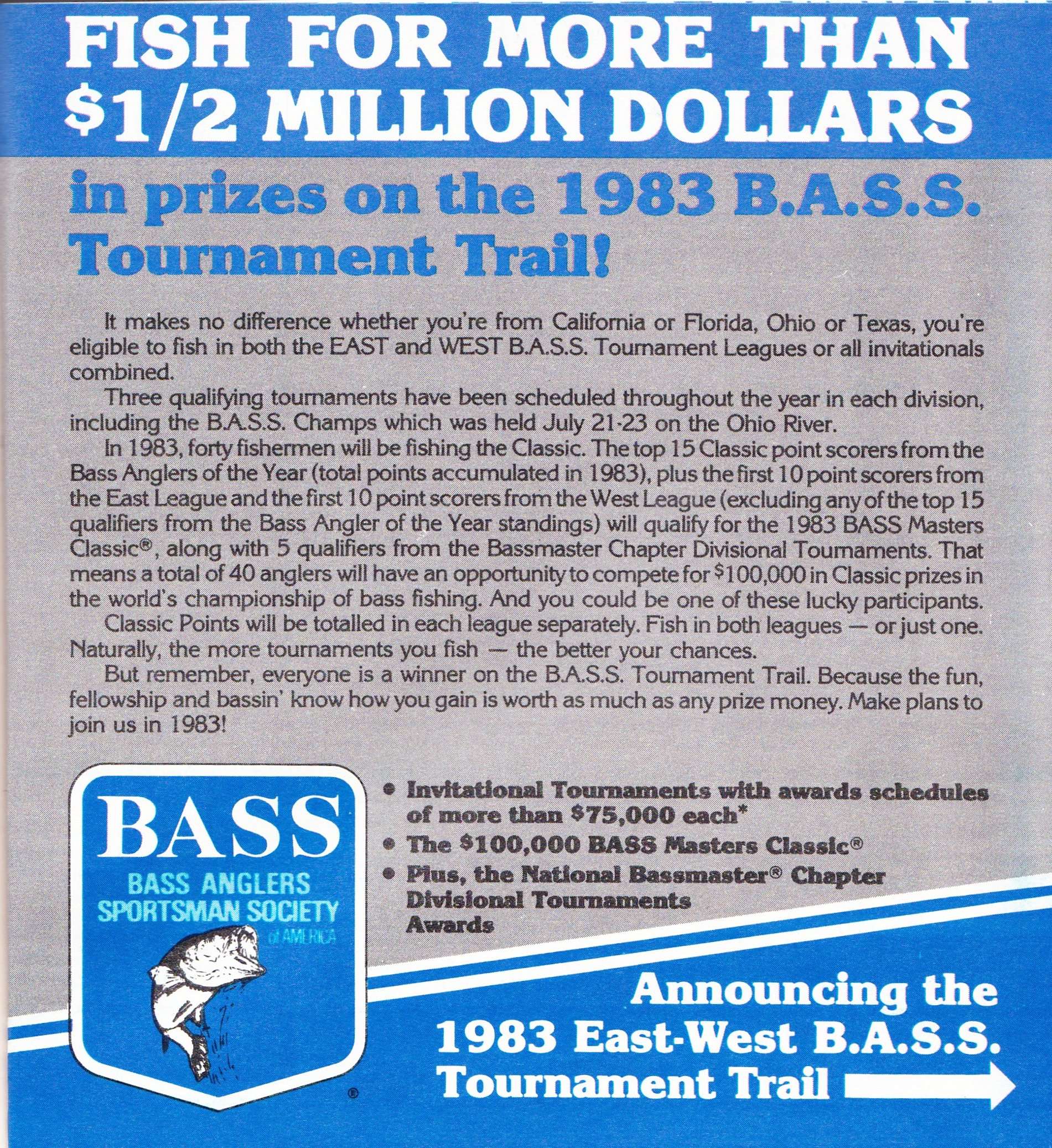 1982-83 Bassmaster Trail Release Page 1 1982-83 Bassmaster Trail Release Page 1