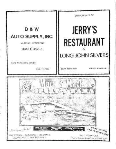 1978 Kentucky Lake Invitational Program Page 22