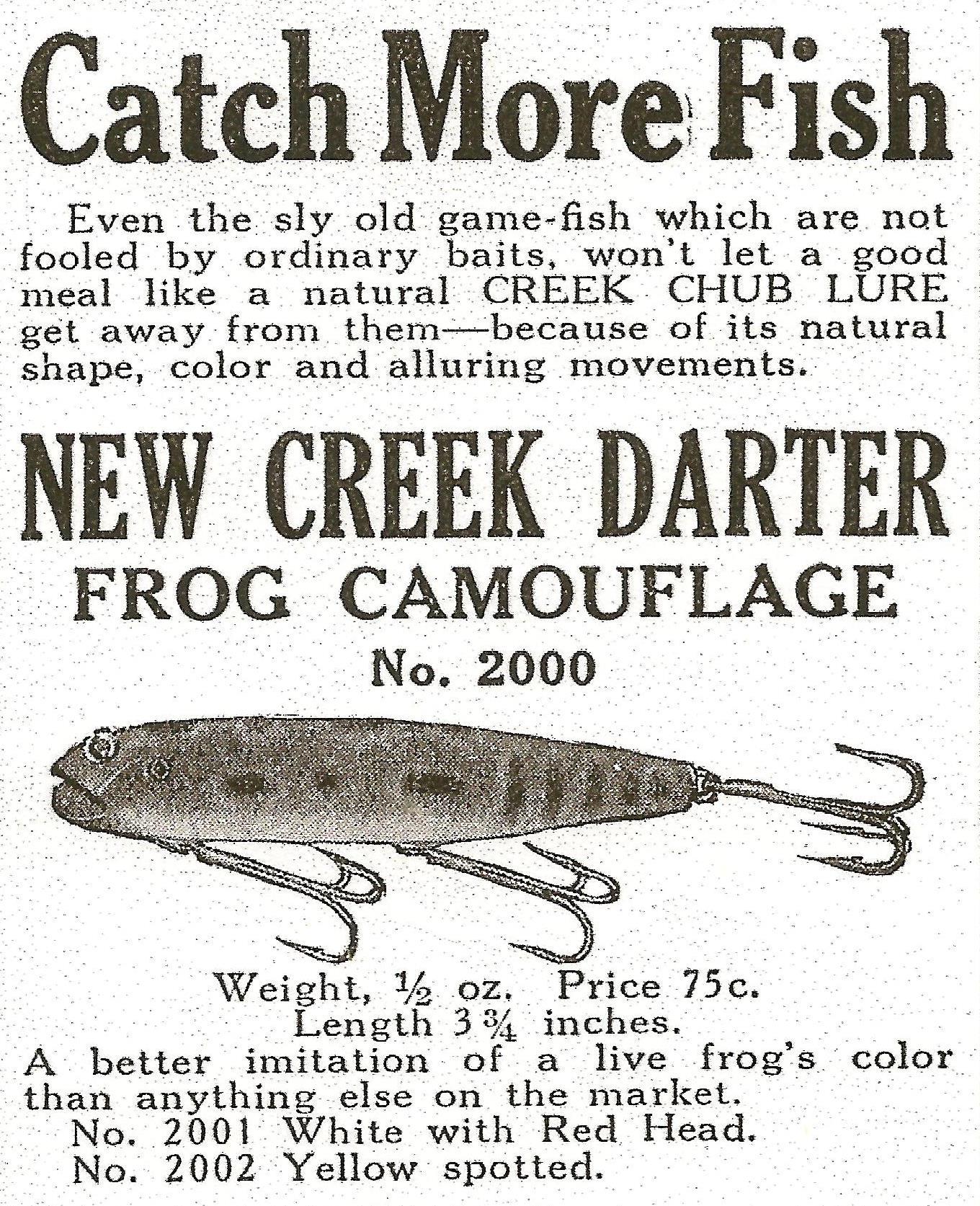 1923 Crek Darter ad Forest & Stream cropped Ad for the Creek Chub Bait Company's New Creek Darter from the July 1923 issue of Forest and Stream.