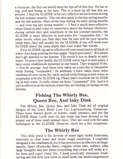Charlie Brewer on Slider Fishin', 1978 Bassmaster Publications. Page 95.