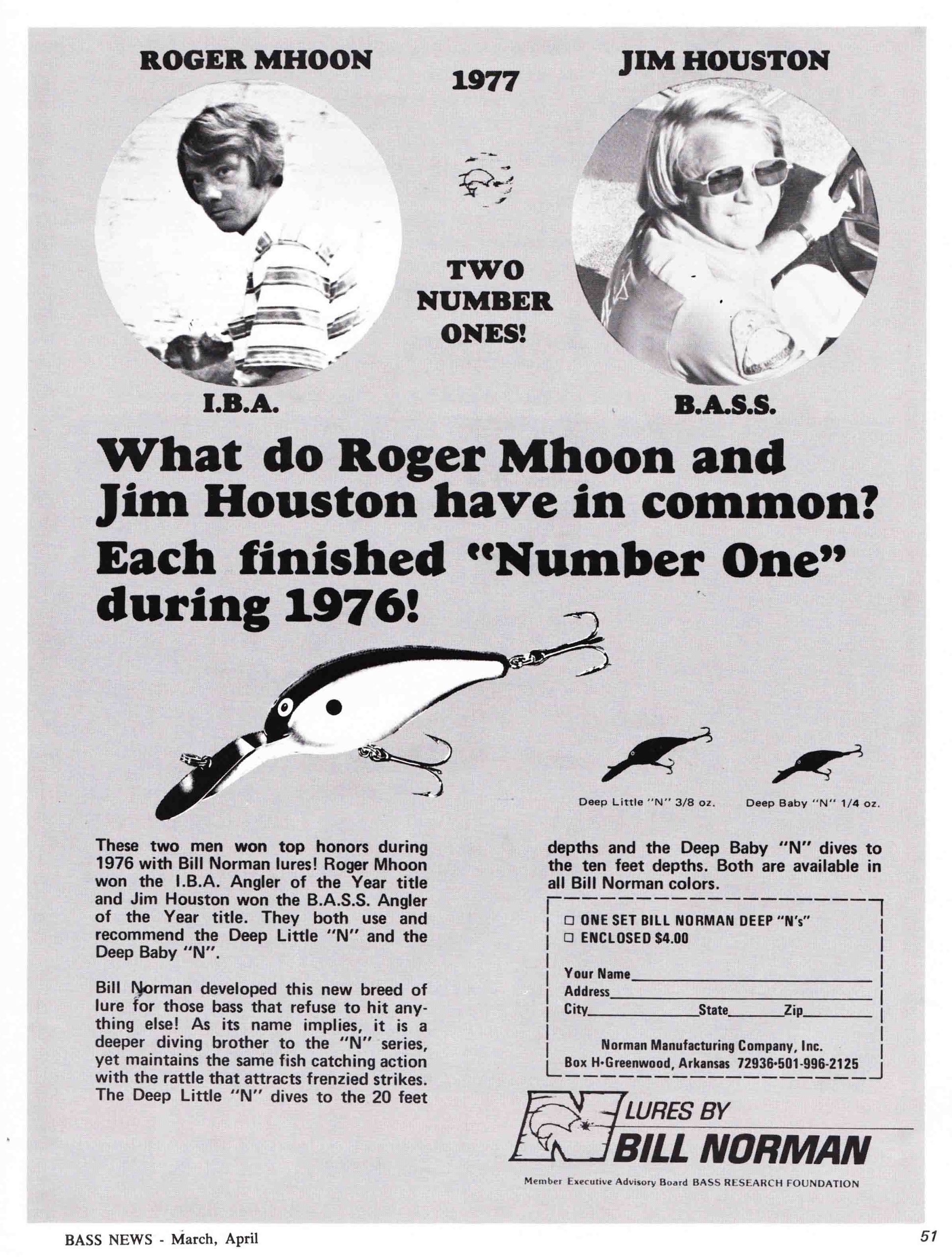 Bill Norman Lures 1977 - Bass Fishing Archives Tackle History