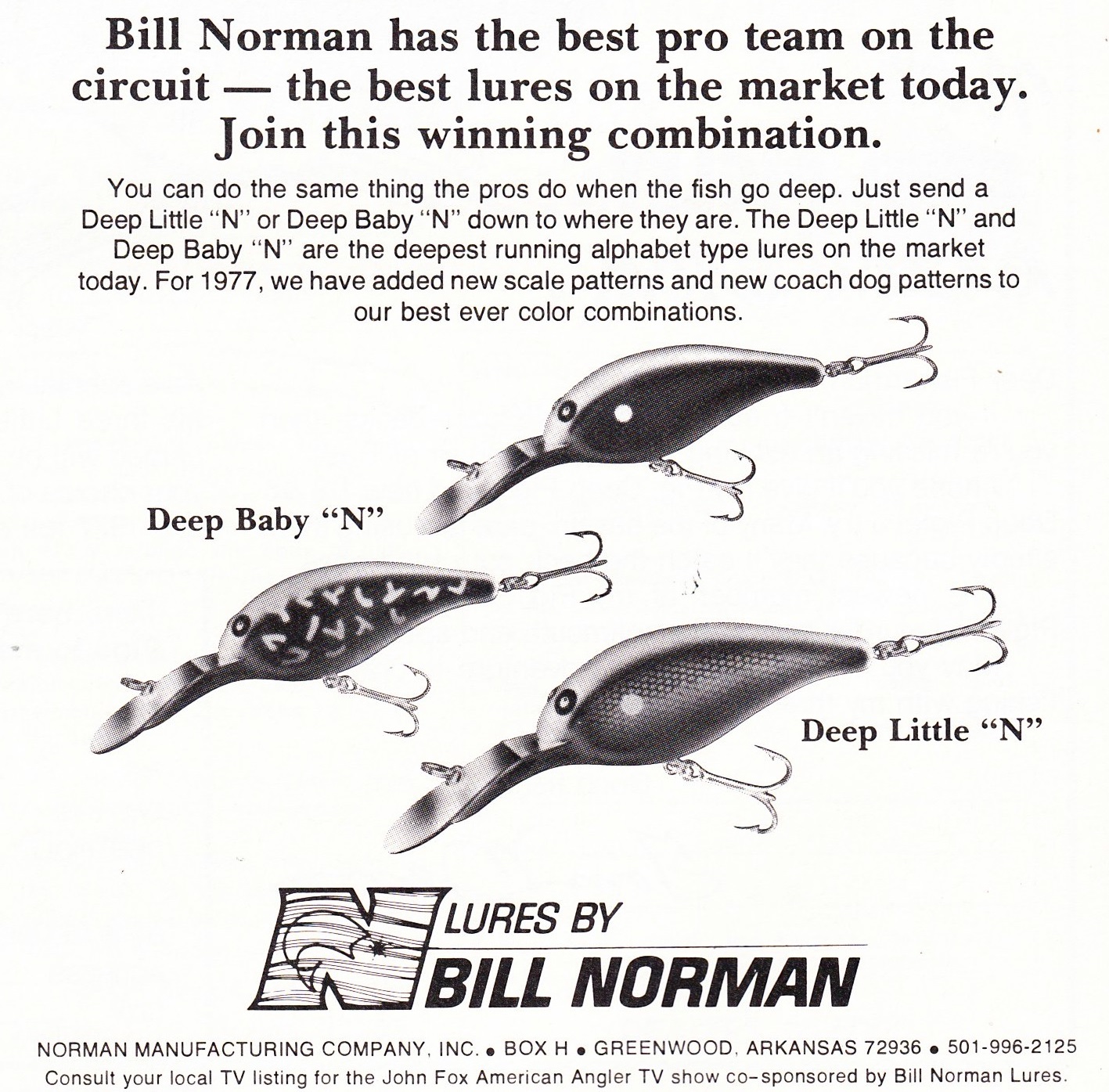 Bill Norman Lures 1977 Bass Fishing Archives Tackle History