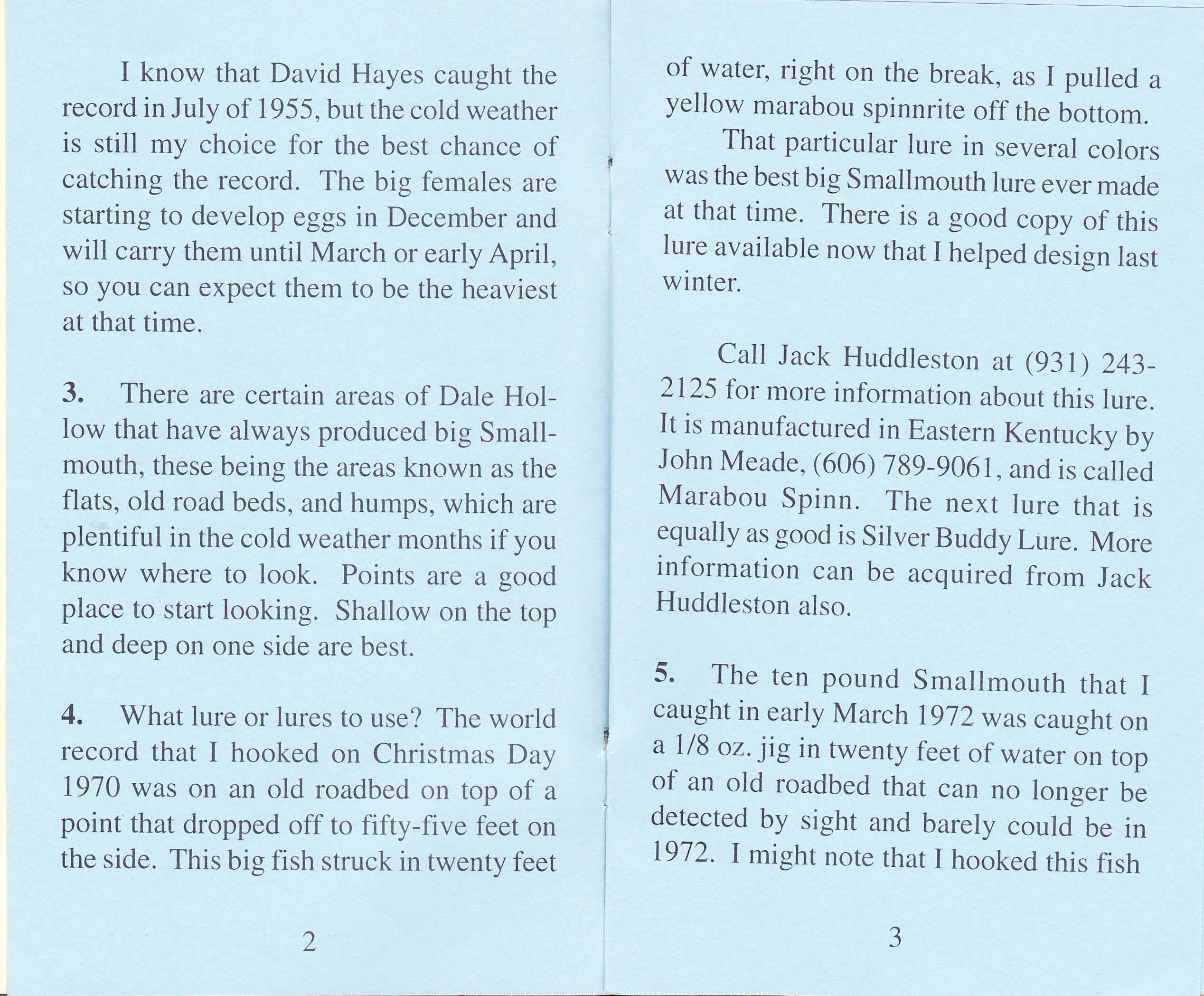 Billy Westmoreland 10 Best Ways Pages 2 and 3 compressed Billy Westmoreland's My 10 Best Ways To Catch A World Record Smallmouth Bass. Pages 2 and 3.