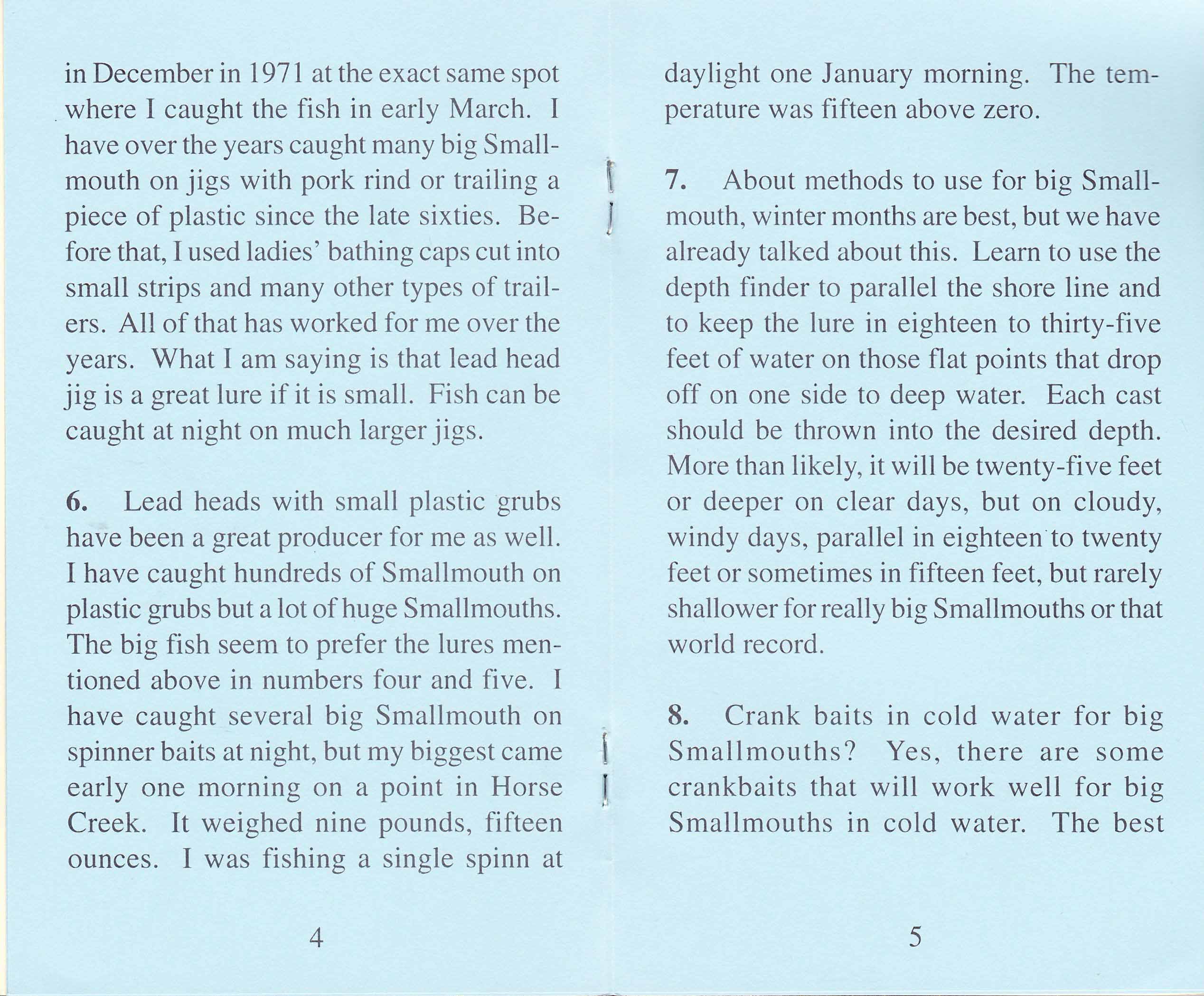 Billy Westmoreland 10 Best Ways Pages 4 and 5 compressed Billy Westmoreland's My 10 Best Ways To Catch A World Record Smallmouth Bass. Pages 4 and 5.
