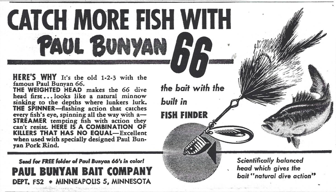 Paul Bunyan "Lucky" 66 - Bass Fishing Archives Retro Ads