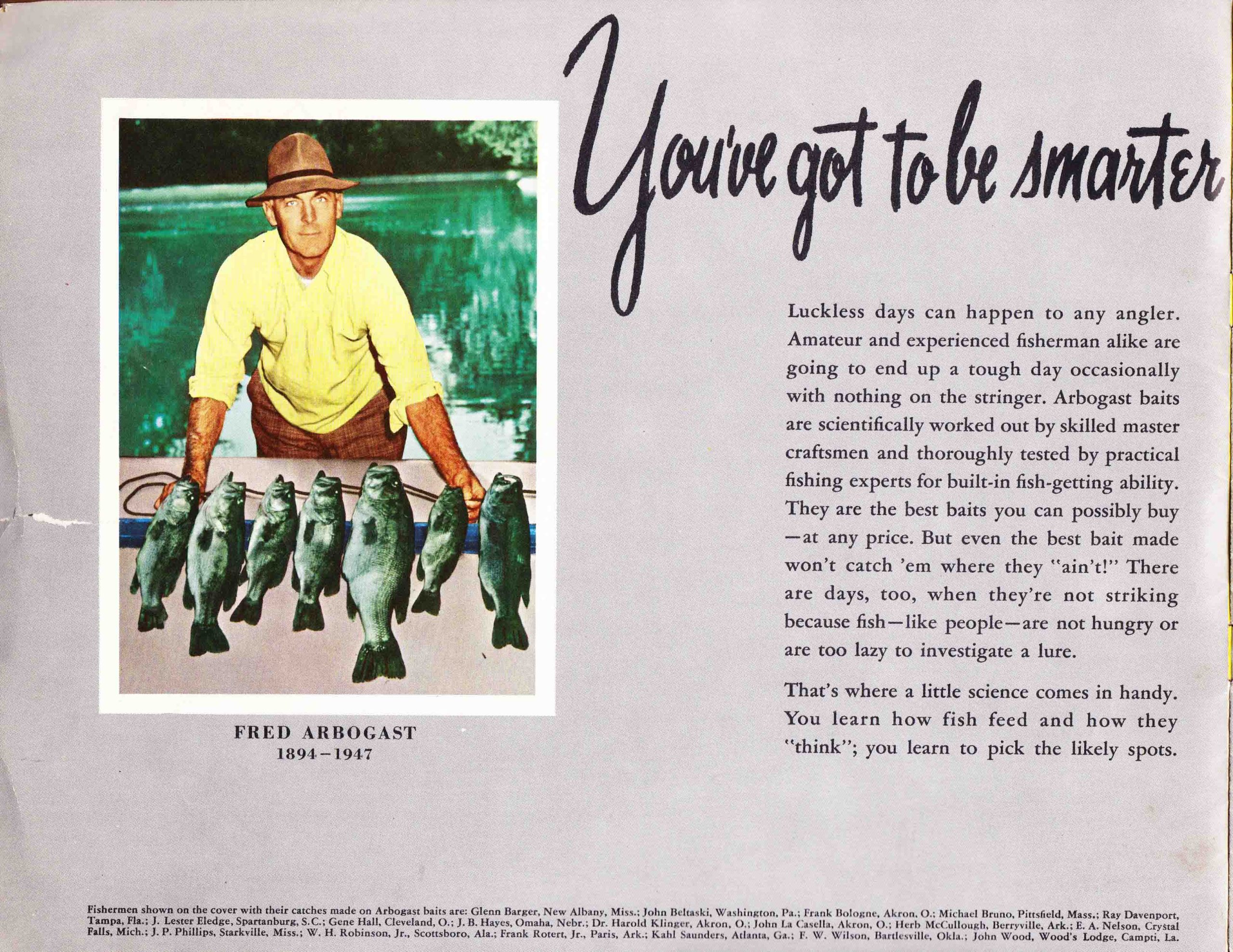 Fred Arbogast Catalog 1950 - Bass Fishing Archives Bass Tackle Catalogs