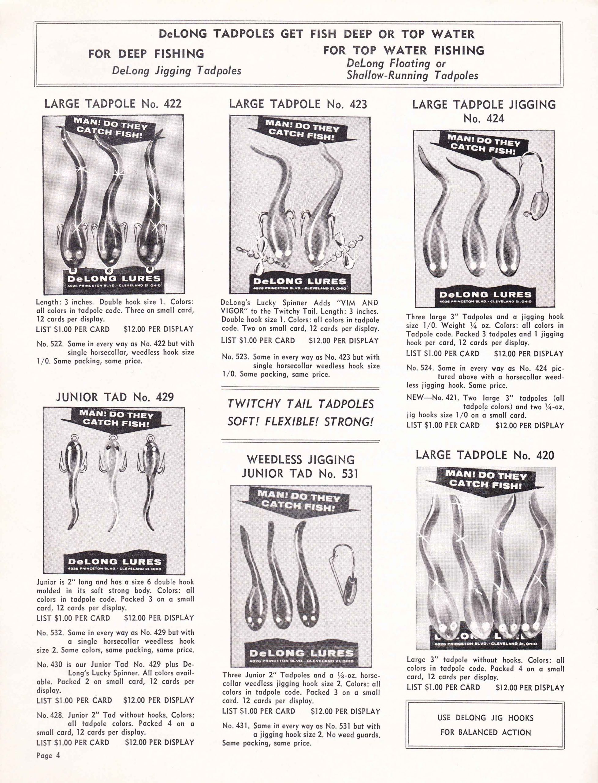 DeLong Lures 1961 Bass Fishing Archives Bass Tackle Catalogs