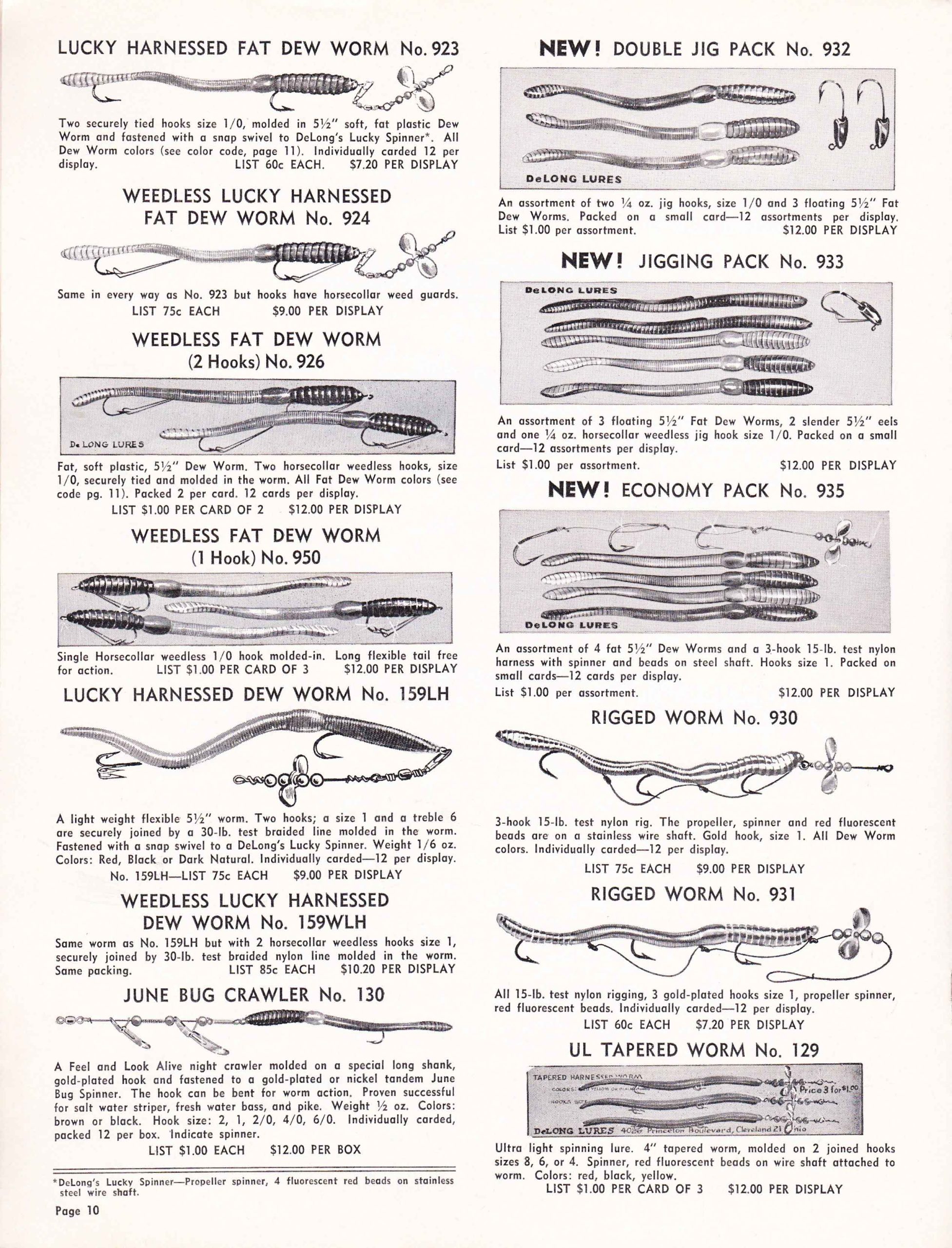 DeLong Lures 1961 Bass Fishing Archives Bass Tackle Catalogs