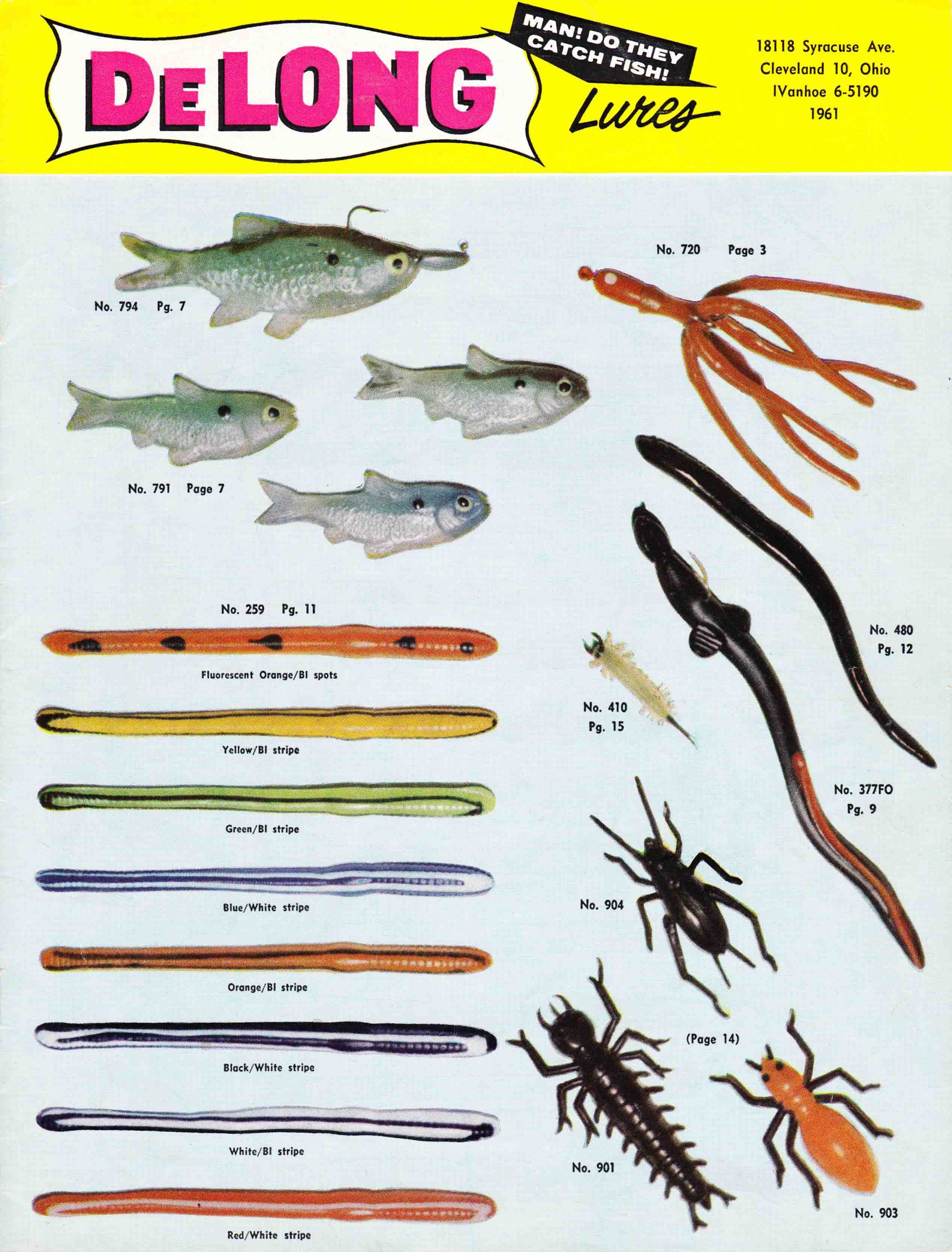 delong fishing lures 11" Flying Witch Team Rhino Outdoors LLC All DeLong fishing lures are scented with anise oil to attract more fish DELONG LURES 16-Piece Fishing Lure