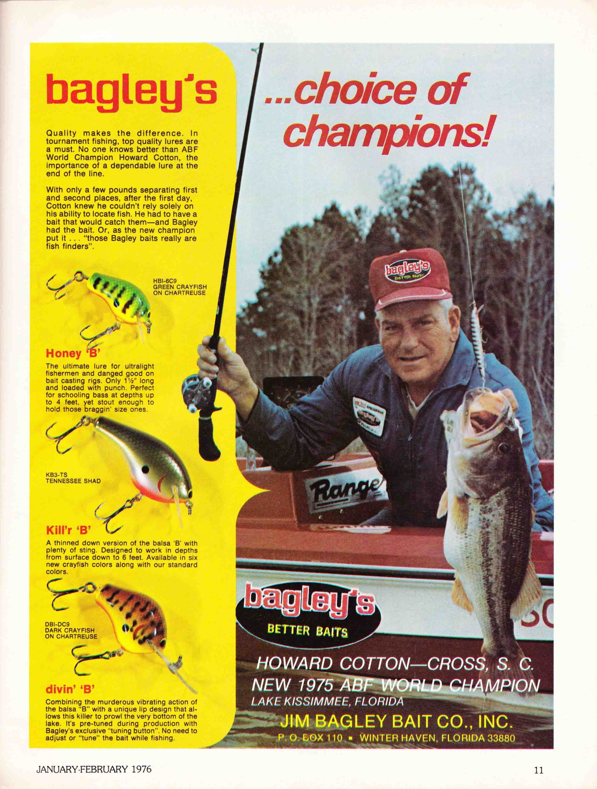 Leurre Vintage Bagley's Bait Co. 4 Shiner Minnow Des Années 70 - En Paquet