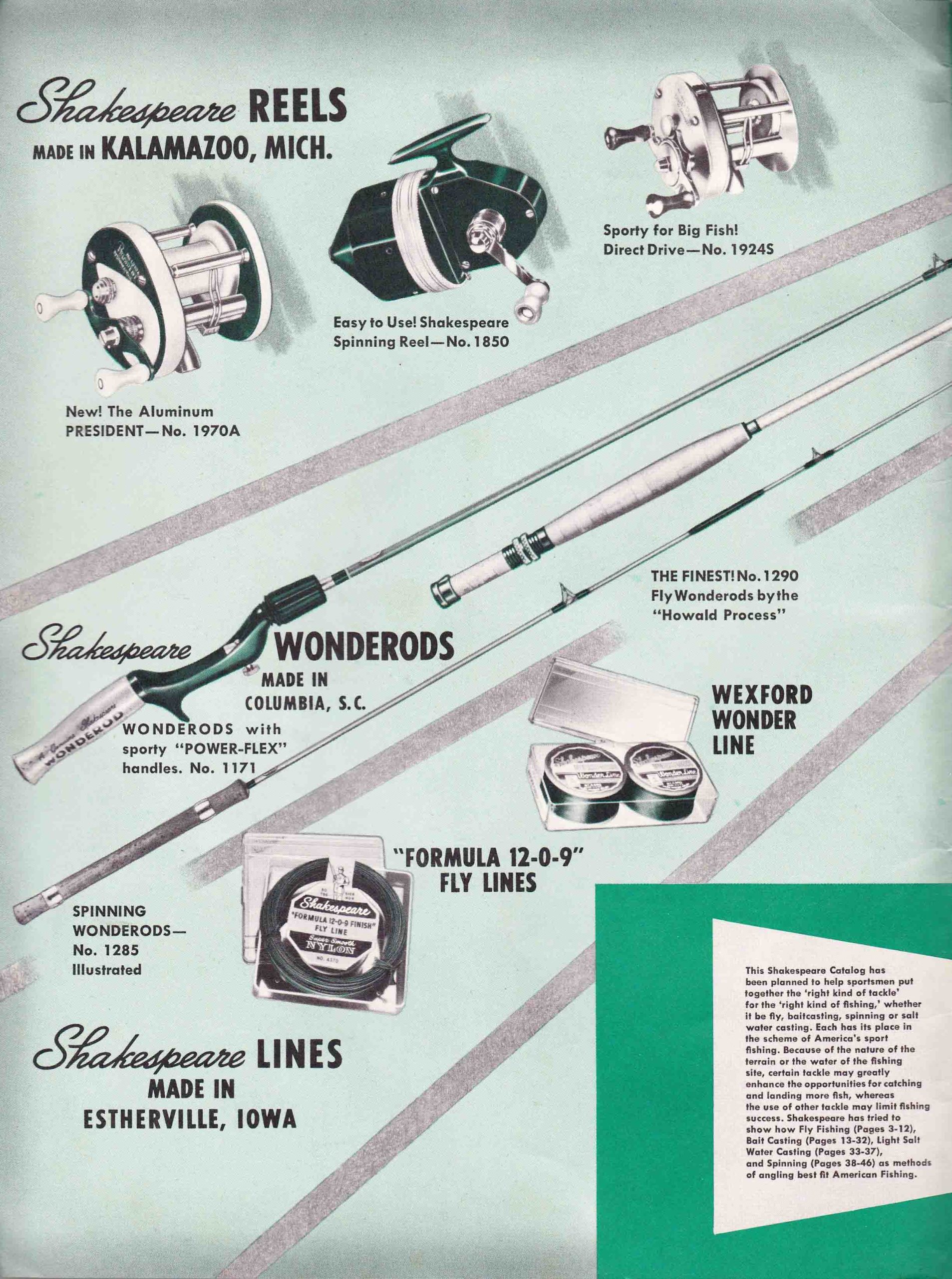 Moulinet Shakespeare Président GE Baitcaster - 1970 Avec étui Cuir - Vintage US