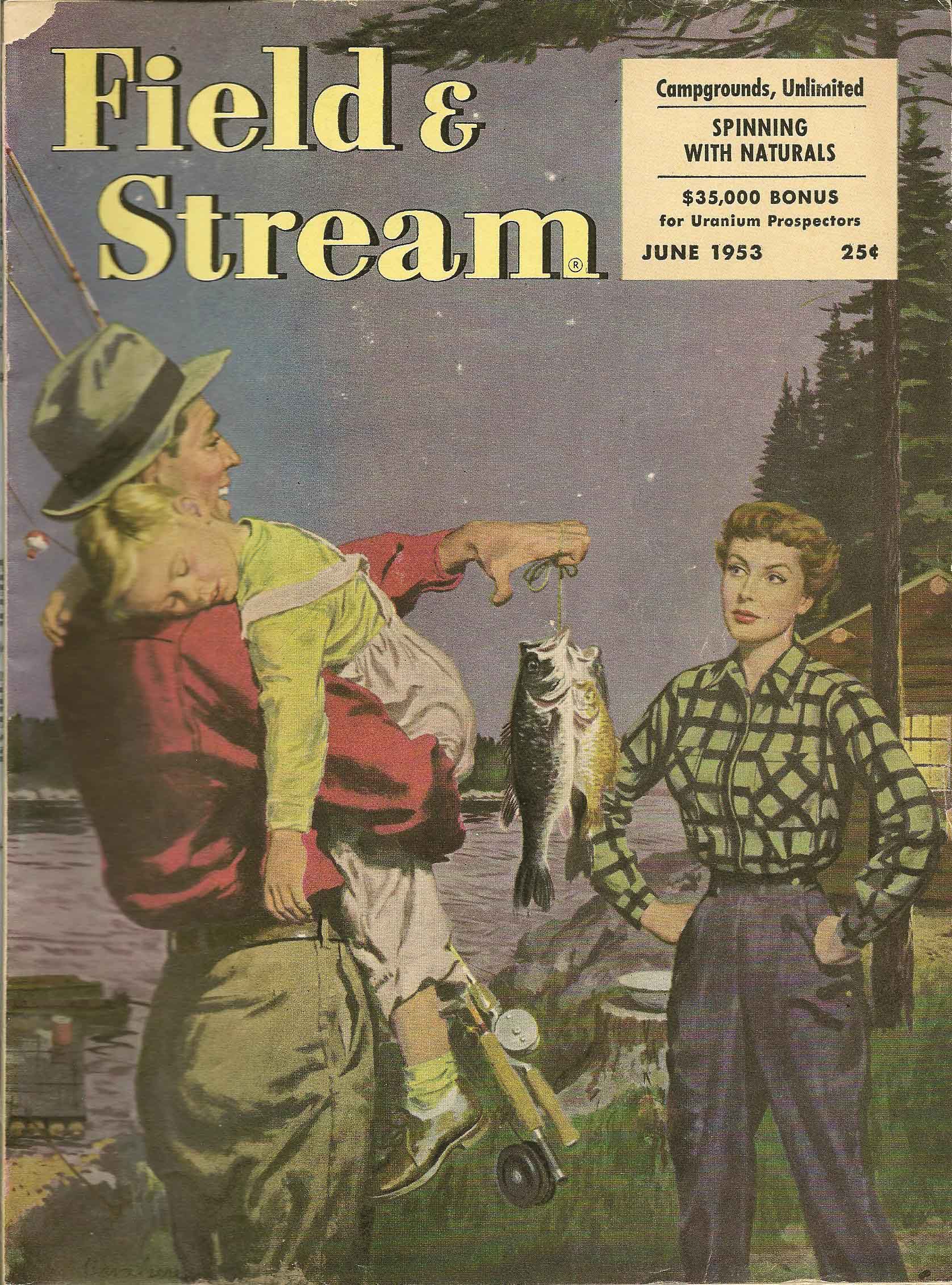 June 1953 F&S Raphael Cavaliere compressed Front cover of the June 1953 issue of Field & Stream magazine. Artwork by Raphael Cavaliere. Image Bill Sonnett.
