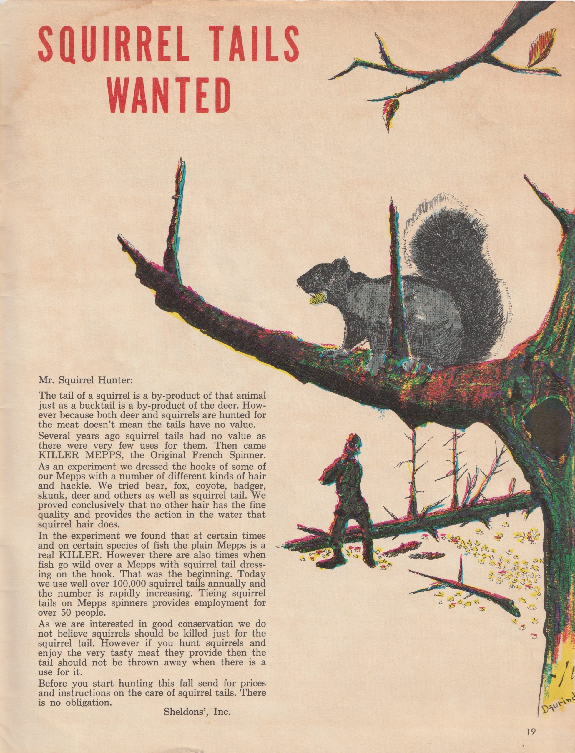 Mepps Catalog No. 65, 1965. Page 19, inside back cover.