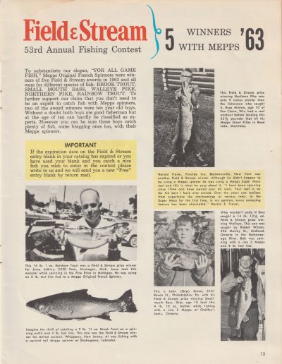 Mepps Catalog No. 65, 1965. Page 13.