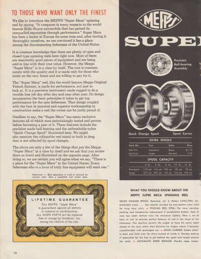 Mepps Catalog No. 65, 1965. Page 10.