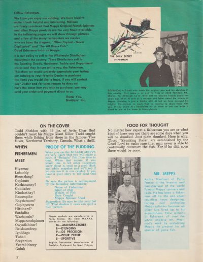 Mepps Catalog No. 65, 1965. Page 2.