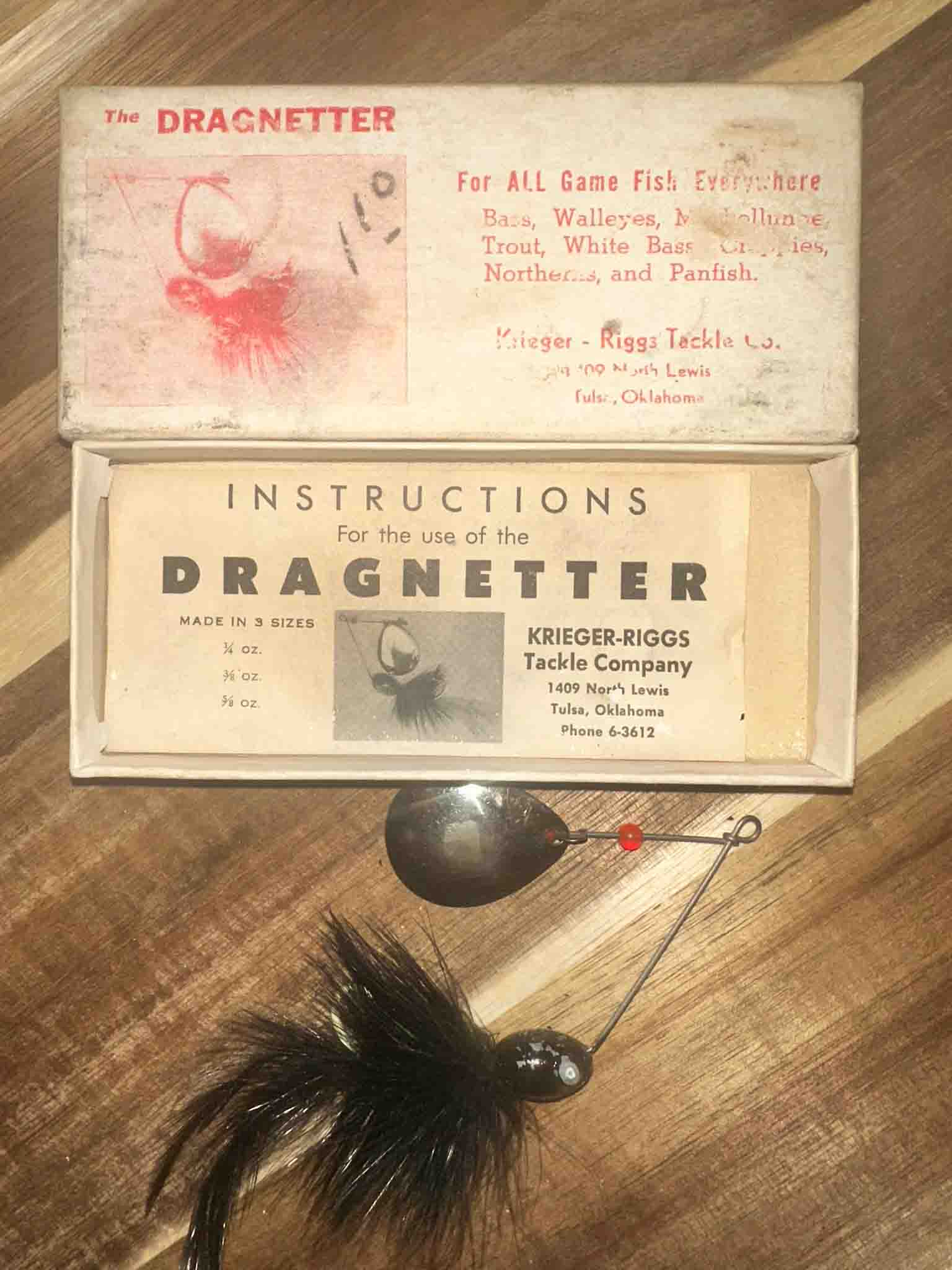 Dragnetter Compressed The Krieger-Riggs Dragnetter spinnerbait used by Bill McEwen and his buddies in the 50s through early 1960s. Image Terry Battisti.
