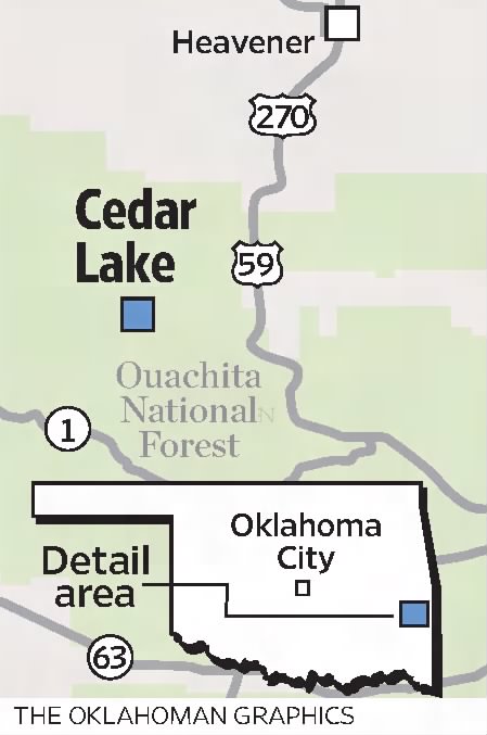 Map of Cedar Lake in Oklahoma. The Daily Oklahoman, March 17, 2013, Oklahoma City, Oklahoma.