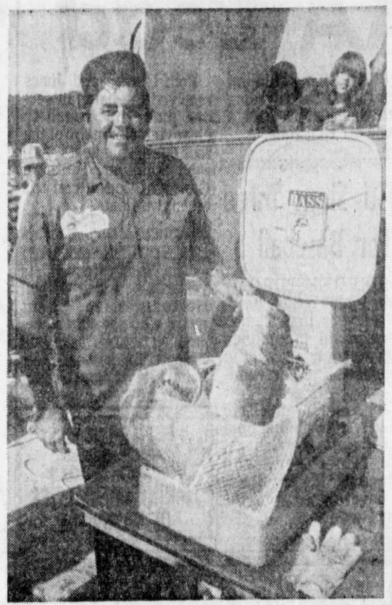 Original caption: "Anytime a fisherman catches a bass weighing 9 pounds, 14 ounces it's a thrill , but a special thrill is to catch one in a national bass tournament, like the one Billy Westmoreland of Celina is displaying on the tourny scales at Greers Lake that paid Billy $5,000 in a Ranger boat and trailer." The Tennessean, Nashville, Tennessee · Friday, June 03, 1977.