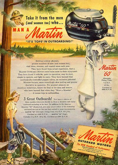 1948 Martin "60" outboard motor ad.