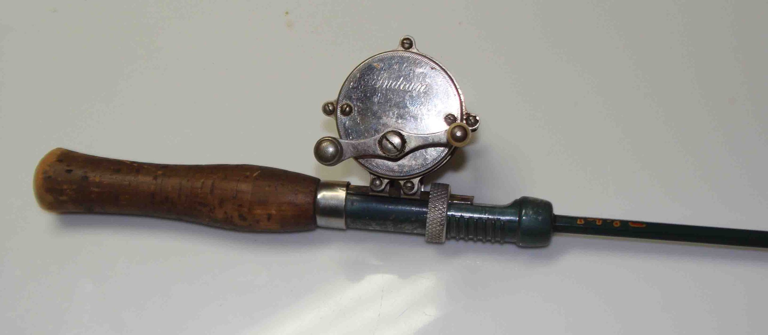 Here is Bill's Bristol "Hex" Adjustable Rod that hangs on the wall in his man cave. Attached to it is an Indian Raised Pillar reel manufactured by Montague Rod and Reel Co. For you vintage motorcylcle nuts, the reel was made for the Indian Motorcycle Co as a promotional trade item in the 1920s. Image Bill Sonnett.
