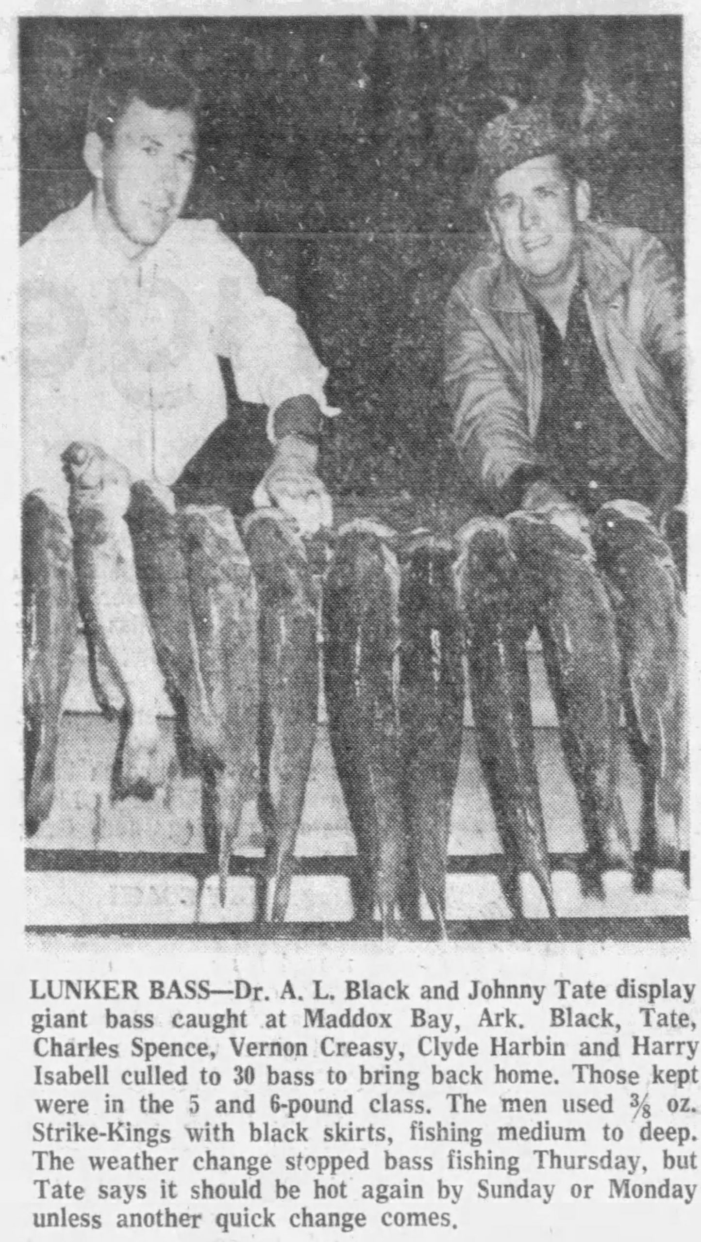 Spence Strike King The Memphis Press Scimitar September 30, 1967 Page 10 Maddox Bay AR Bass. The Memphis Press Scimitar September 30, 1967 Page 10.