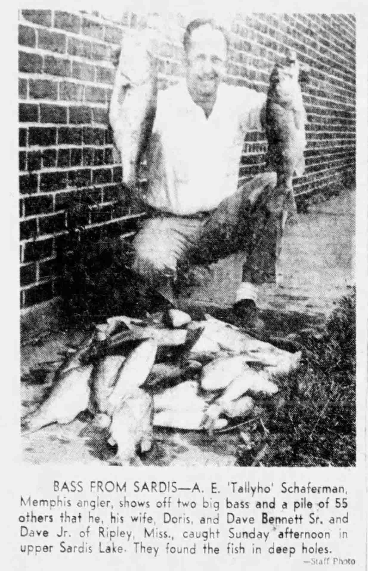 Bill McEwen Strike King The Commercial Appeal May 22, 1963 Page 24 cropped Strike King Bass reported from Sardis Lake, MS. The Commercial Appeal May 22, 1963 Page 24.