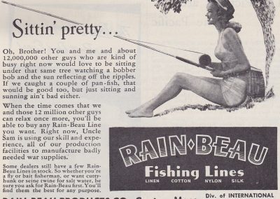 Rain-Beau Fishing Lines Ad Hunting and Fishing June 1945. Image Terry Battisti.