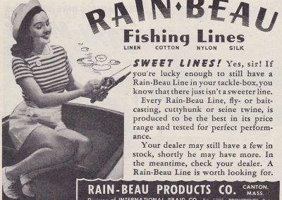 Rain-Beau Fishing Lines Ad Hunting and Fishing July 1945. Image Terry Battisti.