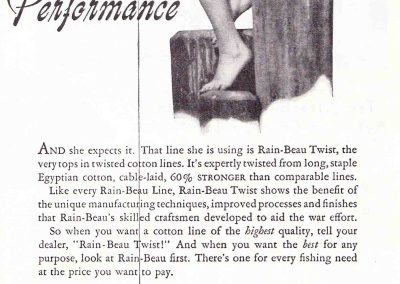 Rain-Beau Fishing Lines Ad Hunting and Fishing February 1946. Image Terry Battisti.