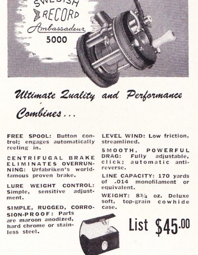 Swedish Record ad from the June 1954 issue of The Fisherman magazine. Not that Garcia Corporation was not the U.S. Rep company at this time. Image Terry Battisti.