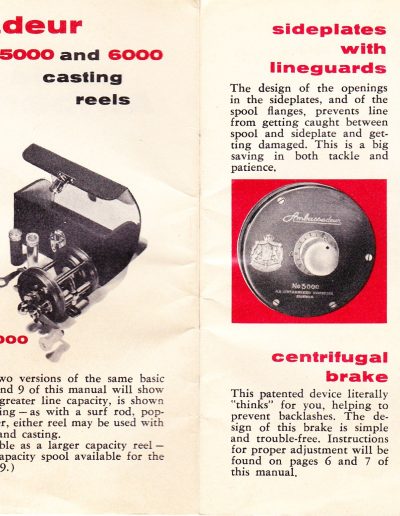 Pages 2 and 3 from the 1957-58 Garcia ABU Ambassadeur Handbook. Image Terry Battisti.