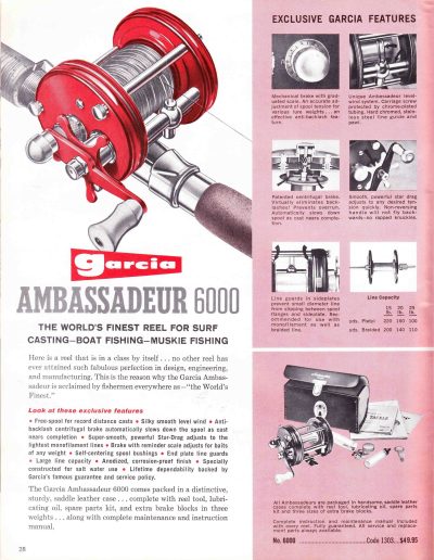 The Garcia Ambassadeur 6000. 1962 Garcia Fishing Annual. Image Terry Battisti.
