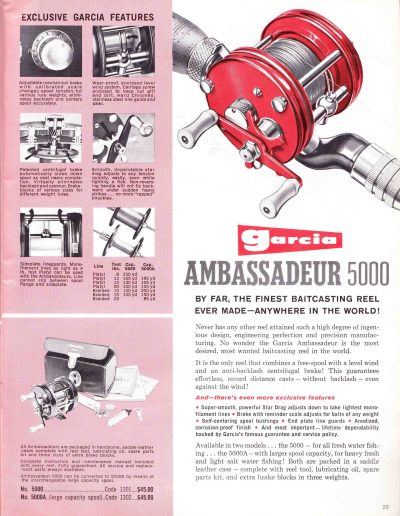 The Garcia Ambassadeur 5000. 1962 Garcia Fishing Annual. Image Terry Battisti.