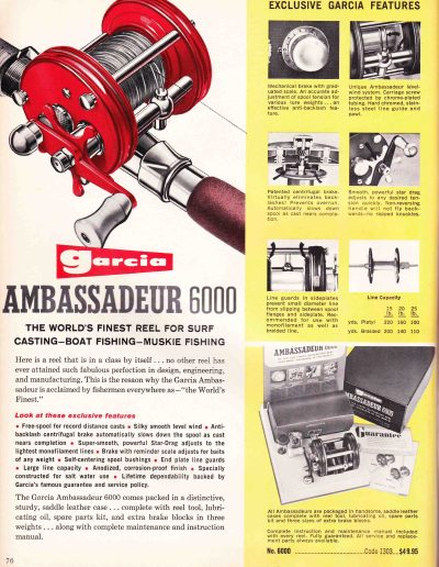 The Garcia Ambassadeur 6000. 1963 Garcia Fishing Annual. Image Terry Battisti.