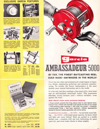 The Garcia Ambassadeur 5000. 1963 Garcia Fishing Annual. Image Terry Battisti.