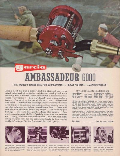 The Garcia Ambassadeur 6000 Reel. 1964 Garcia Fishing Annual. Image Terry Battisti.