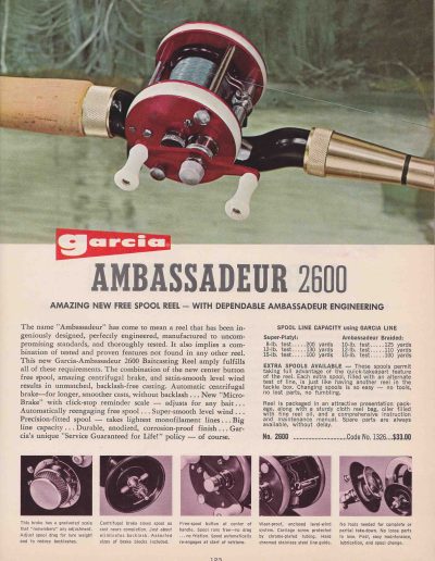 The Garcia Ambassadeur 2600 Reel. 1964 Garcia Fishing Annual. Image Terry Battisti.