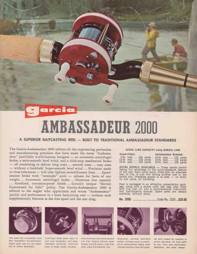 The Garcia Ambassadeur 2000 Reel. 1964 Garcia Fishing Annual. Image Terry Battisti.