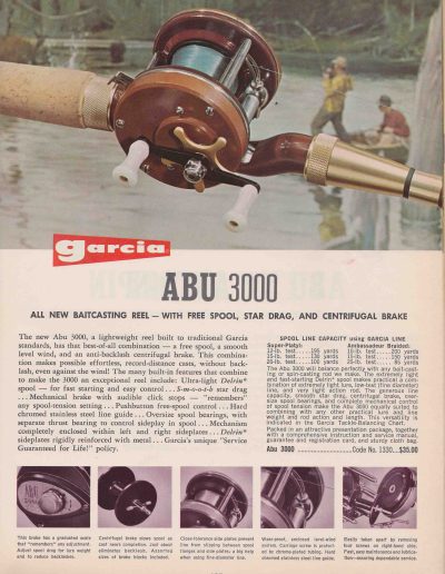 The Garcia Ambassadeur 3000 Reel. 1964 Garcia Fishing Annual. Image Terry Battisti.