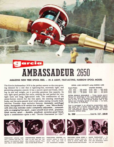 The Garcia Ambassadeur 2650 Reel. 1965 Garcia Fishing Annual. Image Terry Battisti.