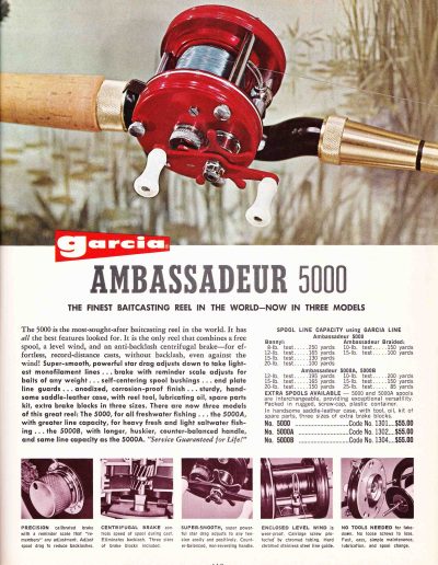 The Garcia Ambassadeur 5000 Reel. 1966 Garcia Fishing Annual. Image Terry Battisti.