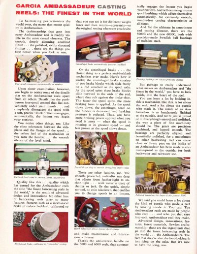 The engineering and mechanics of the Ambassadeur Reels. 1969 Garcia Fishing Annual. Image Terry Battisti.