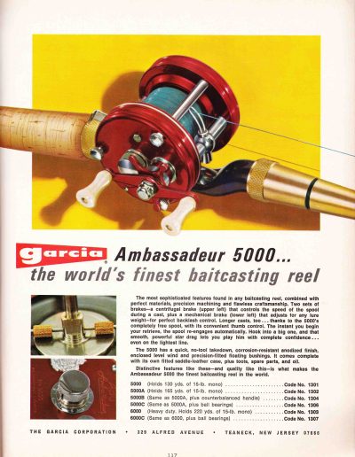 The Garcia Ambassadeur 5000 Series Reels. 1969 Garcia Fishing Annual. Image Terry Battisti.