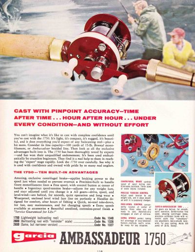 The Garcia Ambassadeur 1750 Series Reel. 1969 Garcia Fishing Annual. Image Terry Battisti.