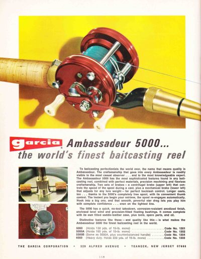The Garcia Ambassadeur 5000 Series Reels. 1970 Garcia Fishing Annual. Image Terry Battisti.