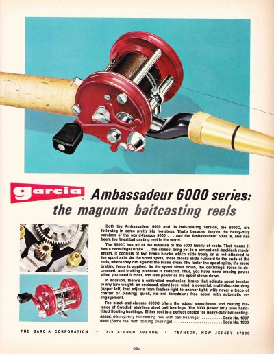 The Garcia Ambassadeur 6000 Series Baitcasting Reels. 1971 Garcia Fishing Annual. Image Terry Battisti.