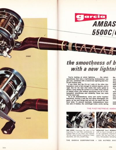 The Garcia Ambassadeur 5500C/6500C High-Speed Series Reels. 1973 Garcia Fishing Annual. Image Terry Battisti.