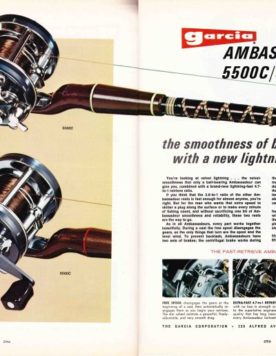 The Garcia Ambassadeur 5500C/6500C High-Speed Series Reels. 1975 Garcia Fishing Annual. Image Terry Battisti.