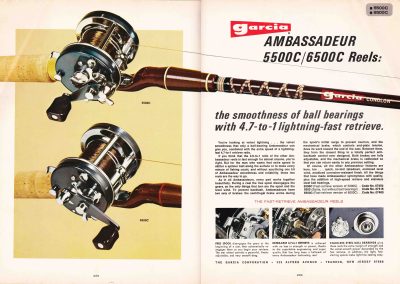 The Garcia Ambassadeur 5500C/6500C High-Speed Series Reels. 1976 Garcia Fishing Annual. Image Terry Battisti.